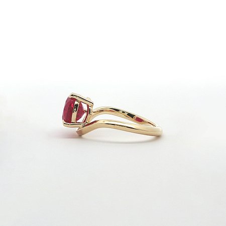 Minimal Bold Solitaire Ring with LG Red Ruby 3.68cts Total Weight