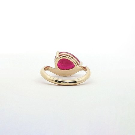 Minimal Bold Solitaire Ring with LG Red Ruby 3.68cts Total Weight