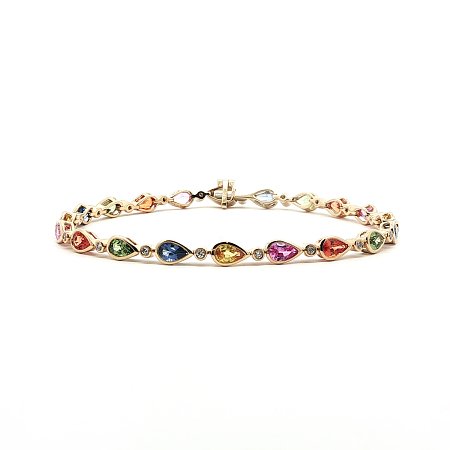 Multi‑Color Bracelet with Natural Sapphires 5.37cts Total Weight