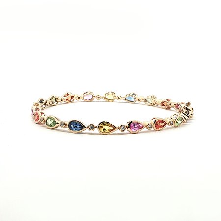 Multi‑Color Bracelet with Natural Sapphires 5.37cts Total Weight
