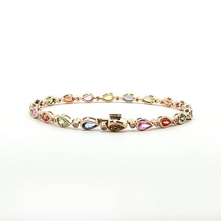 Multi‑Color Bracelet with Natural Sapphires 5.37cts Total Weight