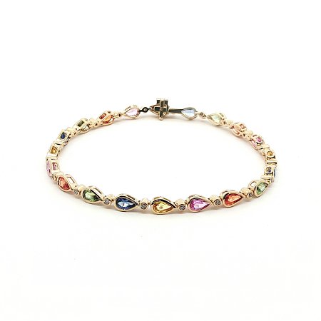 Multi‑Color Bracelet with Natural Sapphires 5.37cts Total Weight
