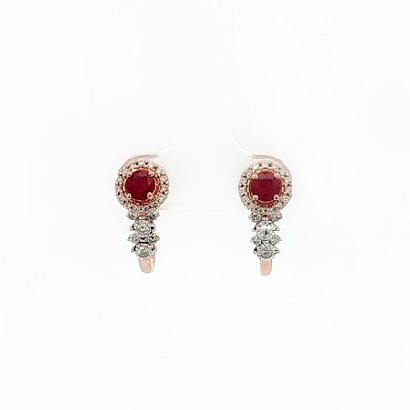 Ruby & Diamond Stud Earrings with Natural Diamonds 1.11cts Total Weight