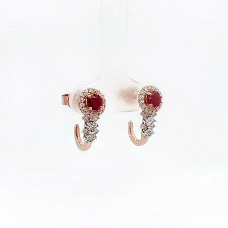 Ruby & Diamond Stud Earrings with Natural Diamonds 1.11cts Total Weight
