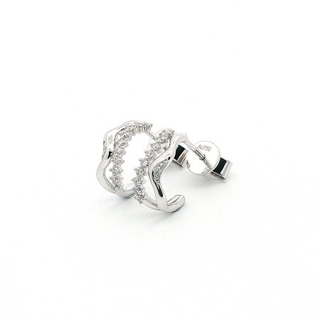 Round Lab Grown Wavy Diamond Stud Earrings 0.216ct Total Weight