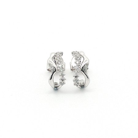 Round Lab Grown Wavy Diamond Stud Earrings 0.216ct Total Weight