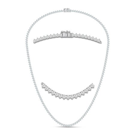 Graduating Tennis Necklace with LG Diamonds 10cts Total Weight