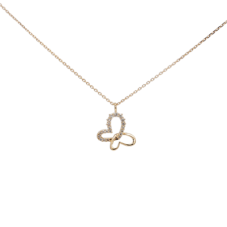Round Lab Grown Butterfly Diamond Necklace 0.115ct Total Weight