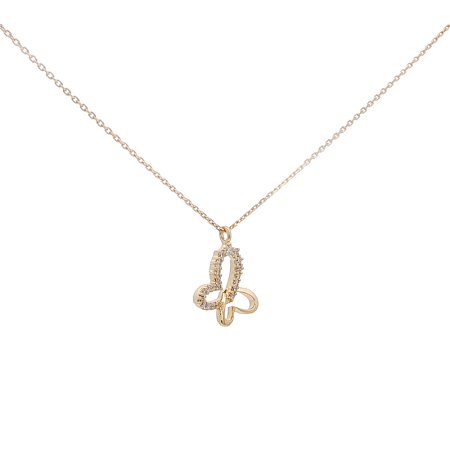 Round Lab Grown Butterfly Diamond Necklace 0.115ct Total Weight
