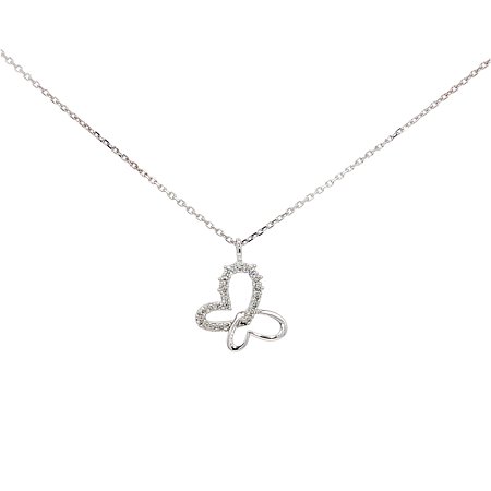 Round Lab Grown Butterfly Diamond Necklace 0.115ct Total Weight