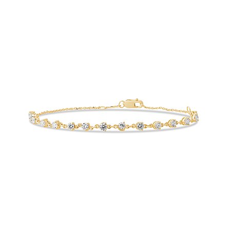 Mix Link Diamond Bracelet with Round Lab Grown 1.01ct Total Weight