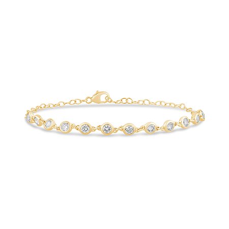 Bezel Diamond Bracelet with Round Lab Grown 1.21ct Total Weight