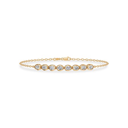Bezel Diamond Bracelet with Oval Lab Grown 0.88ct Total Weight