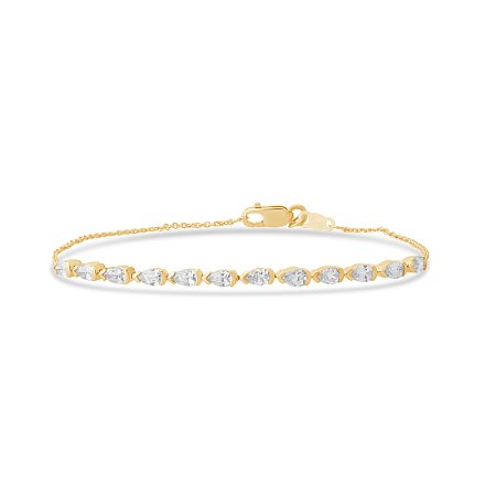 Half Bezel Diamond Bracelet with Pear Lab Grown 1ct Total Weight