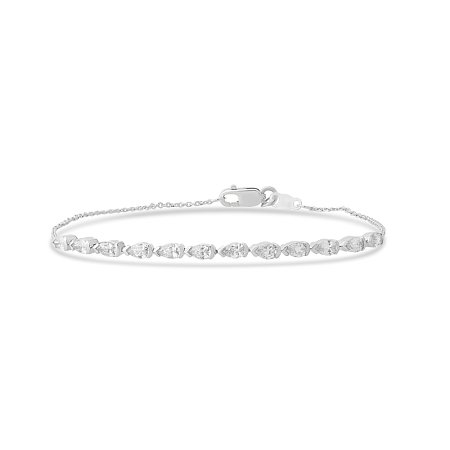 Half Bezel Diamond Bracelet with Pear Lab Grown 1ct Total Weight
