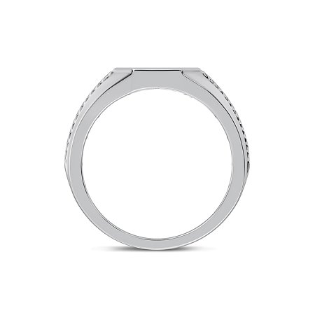 Signet Ring with Black Round Natural Diamonds 0.79ct Total Weight