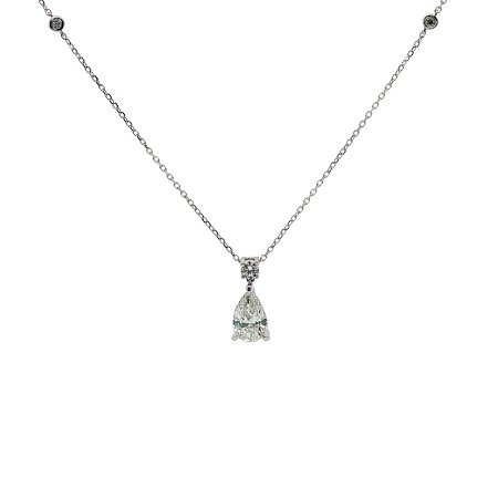 Diamond Necklace with Pear & Round Lab Grown 1.1ct Total Weight