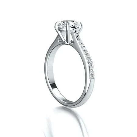Calista 1.01ct Round IGI LG Side Stones Diamond Engagement Ring