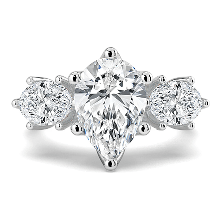 Tulip 3 Stones Engagement Ring with IGI LG Diamonds 2.56cts Total Weight