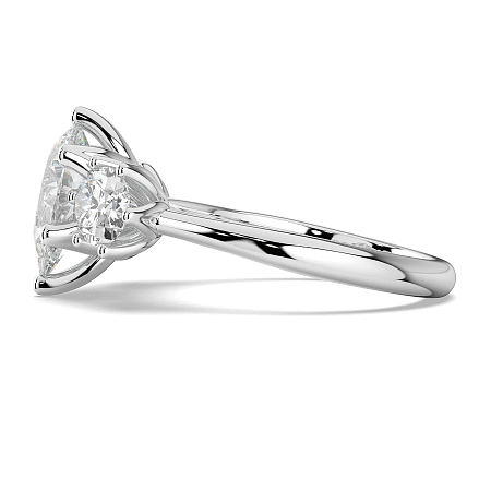 Tulip 3 Stones Engagement Ring with IGI LG Diamonds 2.56cts Total Weight