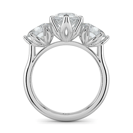 Tulip 3 Stones Engagement Ring with IGI LG Diamonds 2.56cts Total Weight