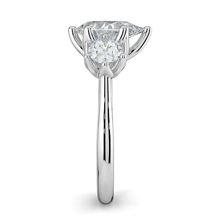 Tulip 3 Stones Engagement Ring with IGI LG Diamonds 2.56cts Total Weight