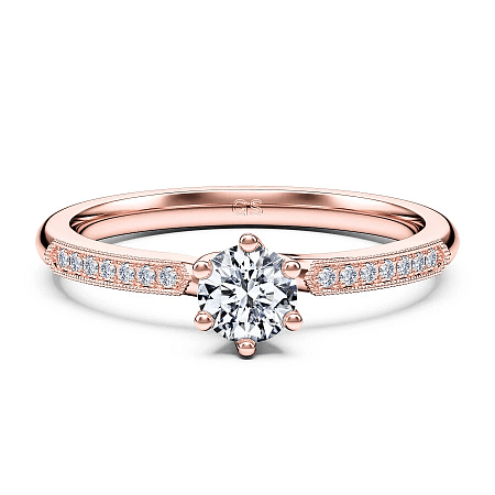 Petite Rene Bead Set Diamond Engagement Ring