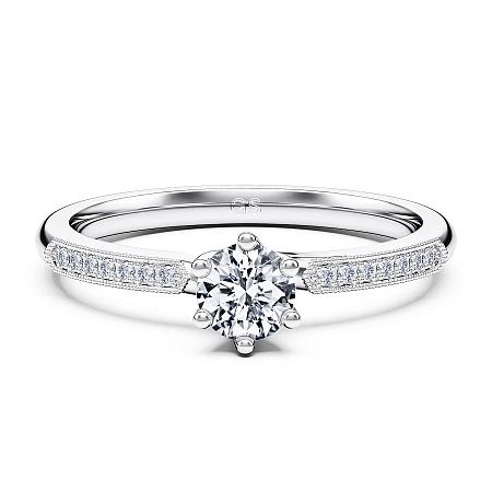 Petite Rene Bead Set Diamond Engagement Ring