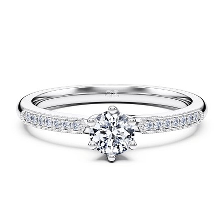 Petite Rene Bead Set Diamond Engagement Ring