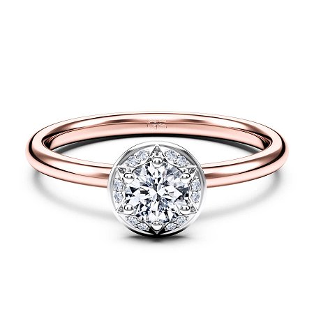 Petite Star Halo Diamond Engagement Ring