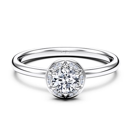 Petite Star Halo Diamond Engagement Ring