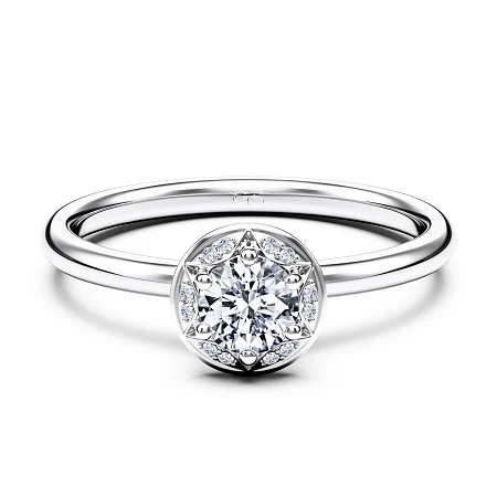 Petite Star Halo Diamond Engagement Ring