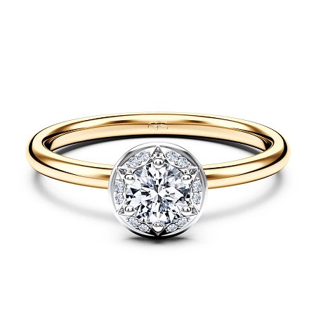 Petite Star Halo Diamond Engagement Ring