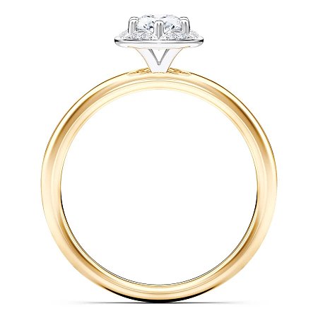 Petite Star Halo Diamond Engagement Ring