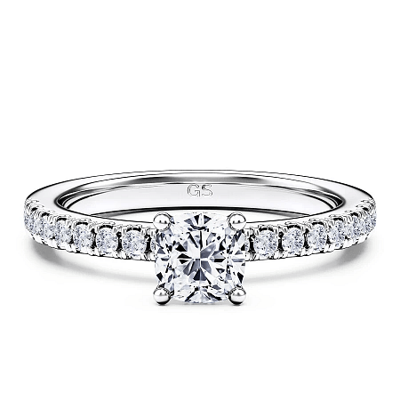 Ariel 1ct Round IGI Side Stones Diamond Engagement Ring
