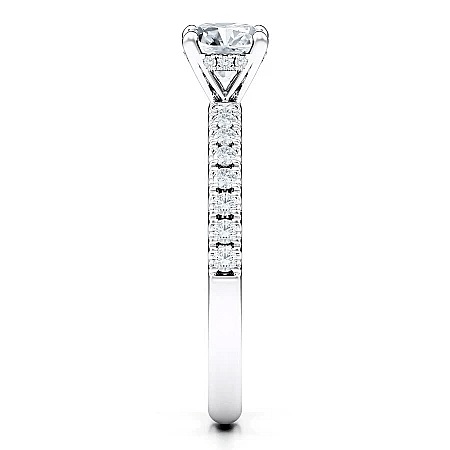 Ariel 1ct Round IGI Side Stones Diamond Engagement Ring