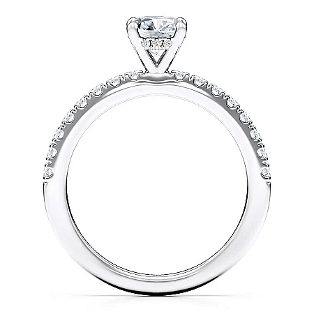 Ariel 1ct Round IGI Side Stones Diamond Engagement Ring