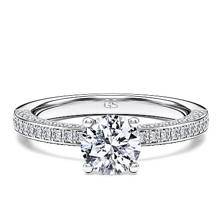 Ariel 1ct Round IGI LG Side Stones Diamond Engagement Ring