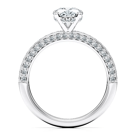 Ariel 1ct Round IGI LG Side Stones Diamond Engagement Ring