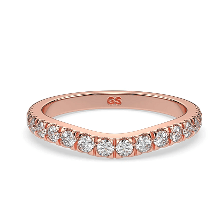 Curved Wedding Ring with Natural Diamonds 0.38ct Total Weight