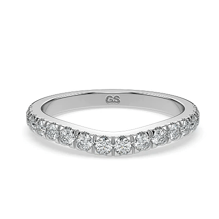 Curved Wedding Ring with Natural Diamonds 0.38ct Total Weight
