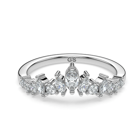 Marquise Round Natural Diamond Wedding Ring 0.30cts Total Weight