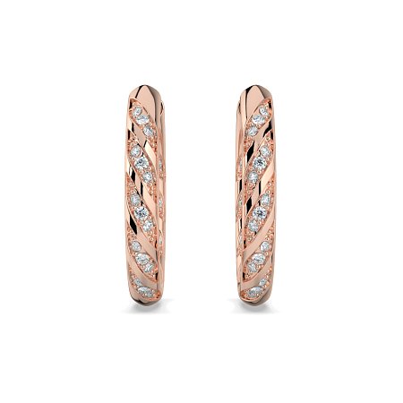 Earring Huggies with Twirling Round Lab-grown Diamonds
