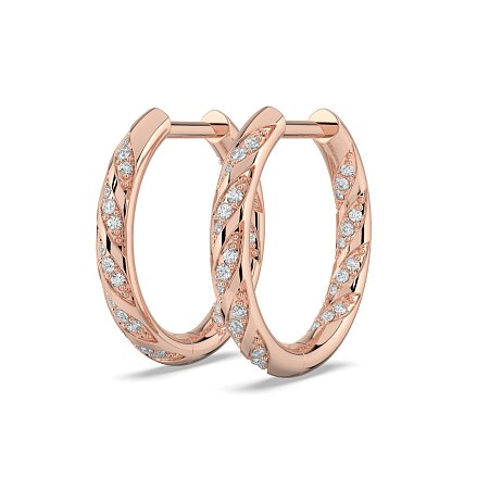 Earring Huggies with Twirling Round Lab-grown Diamonds