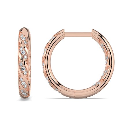 Earring Huggies with Twirling Round Lab-grown Diamonds