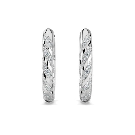 Earring Huggies with Twirling Round Lab-grown Diamonds