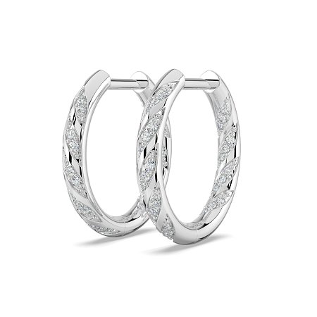 Earring Huggies with Twirling Round Lab-grown Diamonds
