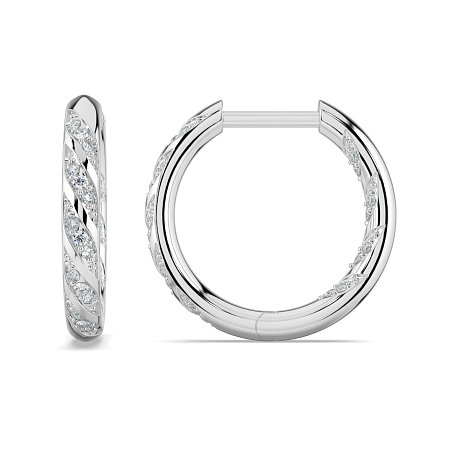 Earring Huggies with Twirling Round Lab-grown Diamonds