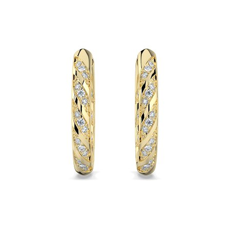 Earring Huggies with Twirling Round Lab-grown Diamonds