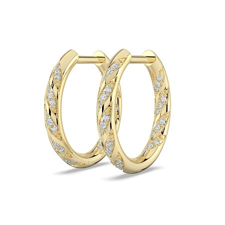 Earring Huggies with Twirling Round Lab-grown Diamonds